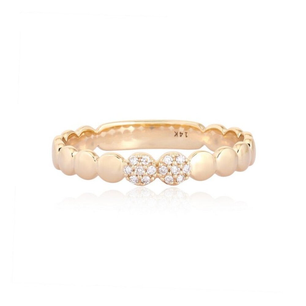 Diamond Dot Polished (or 18k upon request) 14K Yellow Gold Bead Ring